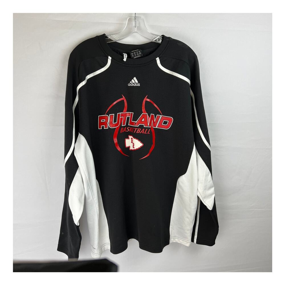 Adidas Rutland High School Basketball Long Sleeve Mesh Black White Men's XL